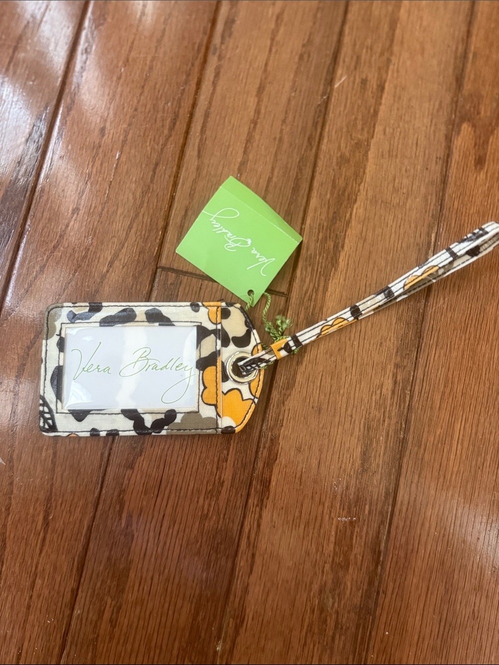 Vera Bradley Floral Wristlet Luggage Tag in Yellow, Black & Cream